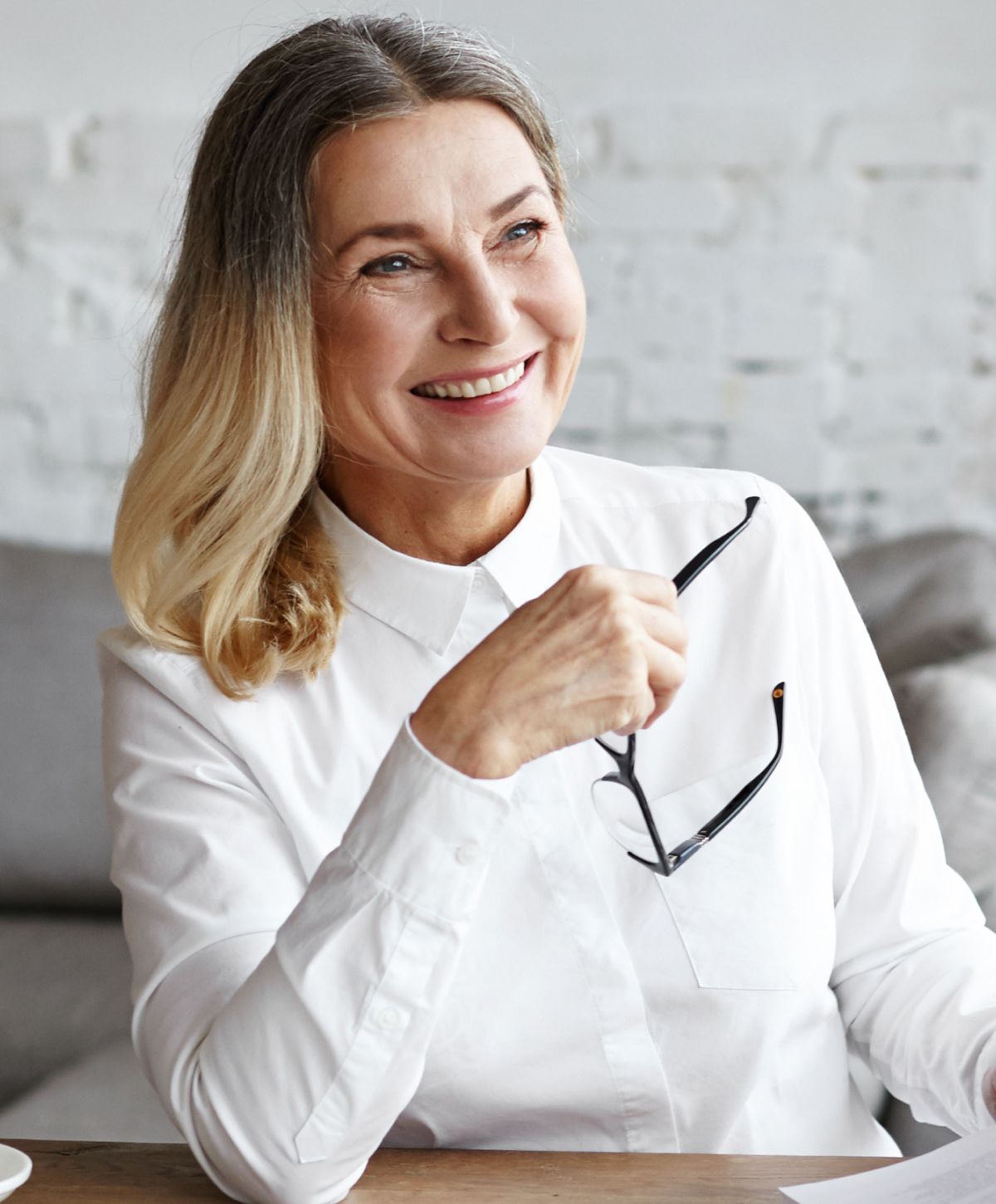 west columbia menopause symptoms model with blonde hair