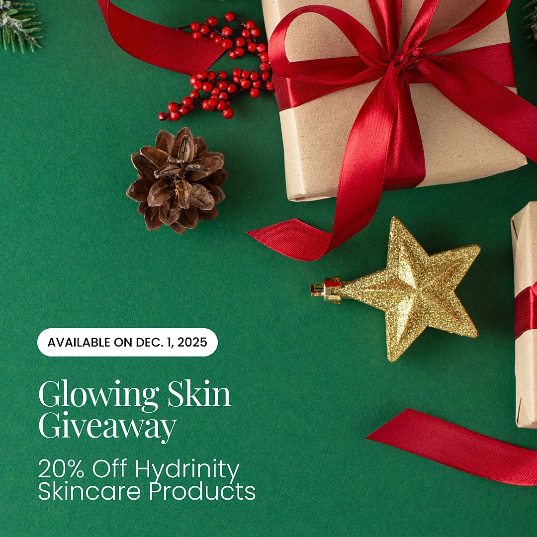 Holiday gift boxes and decorations on a green background.